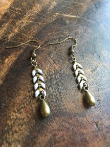 Chain Earrings with Gold Teardrop by Joanna Coblentz