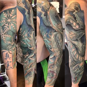 St Pete Tattoo Ice Dragon Sleeve by J Michael Taylor
