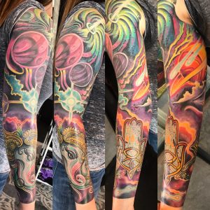 St Pete Tattoo Space Ganesha Sleeve by J Michael Taylor