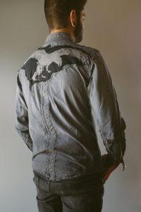 Multimedia Eagle on Back of Grey Long-sleeve by Joanna Coblentz