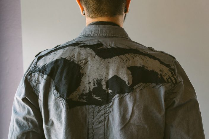 Multimedia Eagle on Back of Grey Shirt by Joanna Coblentz
