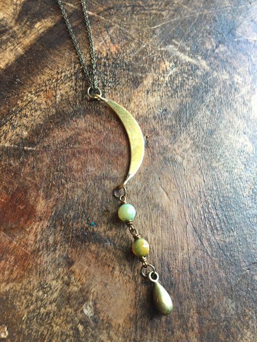Chain Necklace with Crescent Moon and Small Sphere Accessories by Joanna Coblentz