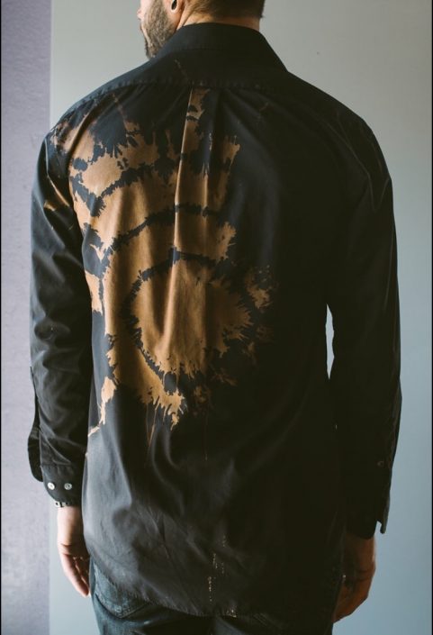 Back of Black Long Sleeve Shirt with Gold Tie-dye by Joanna Coblentz