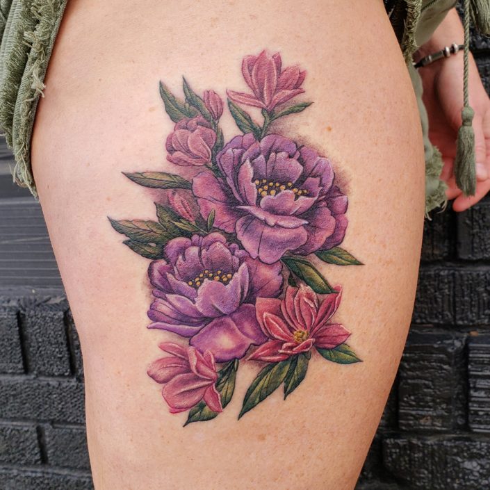 Purple and Red Flower St Pete Tattoo