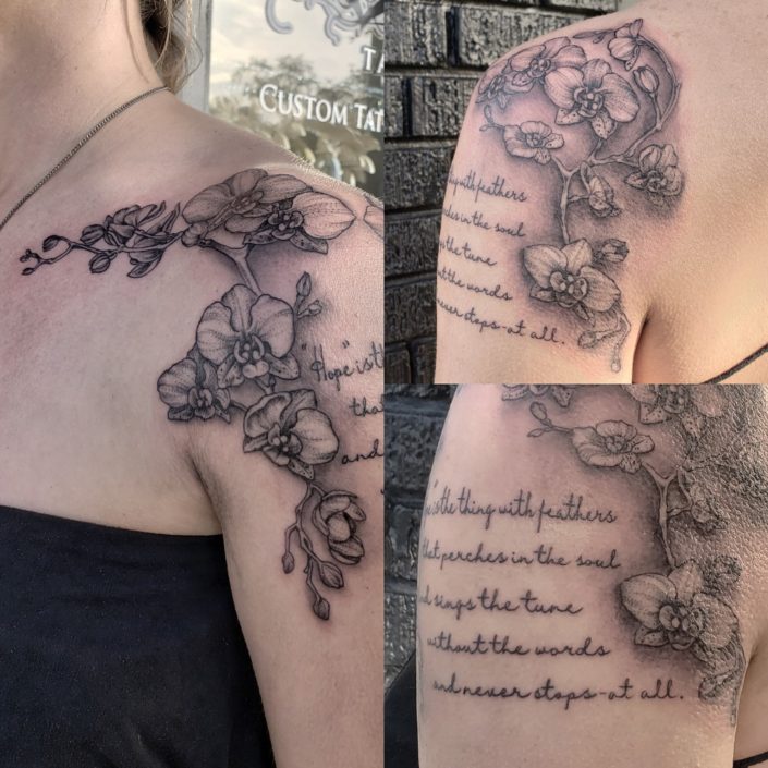 Orchids and Script St Pete Tattoo